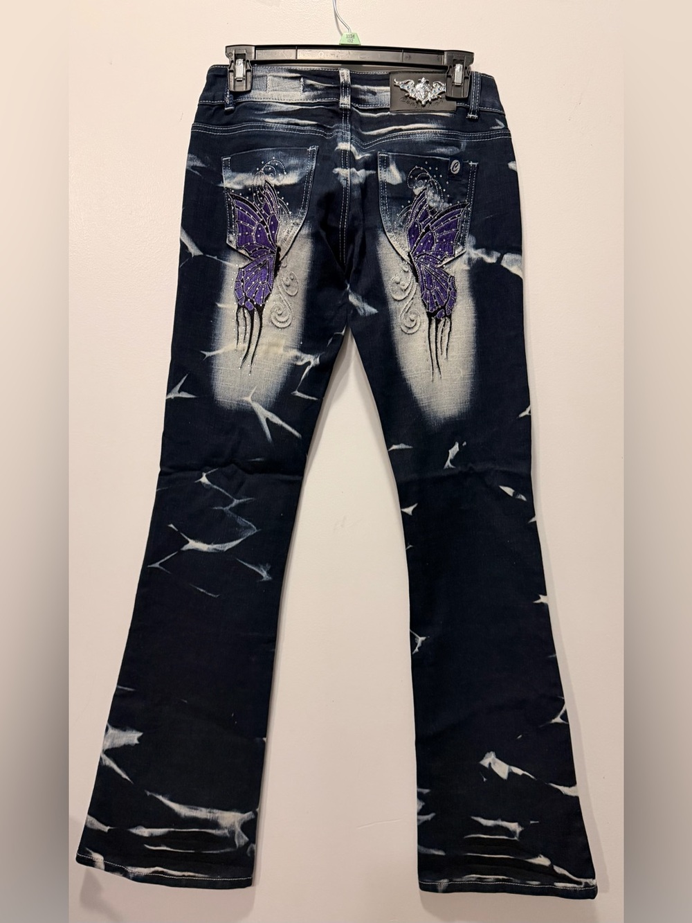 Women's Purple Butterfly Embellished Flare Jeans - Picture 2 of 11